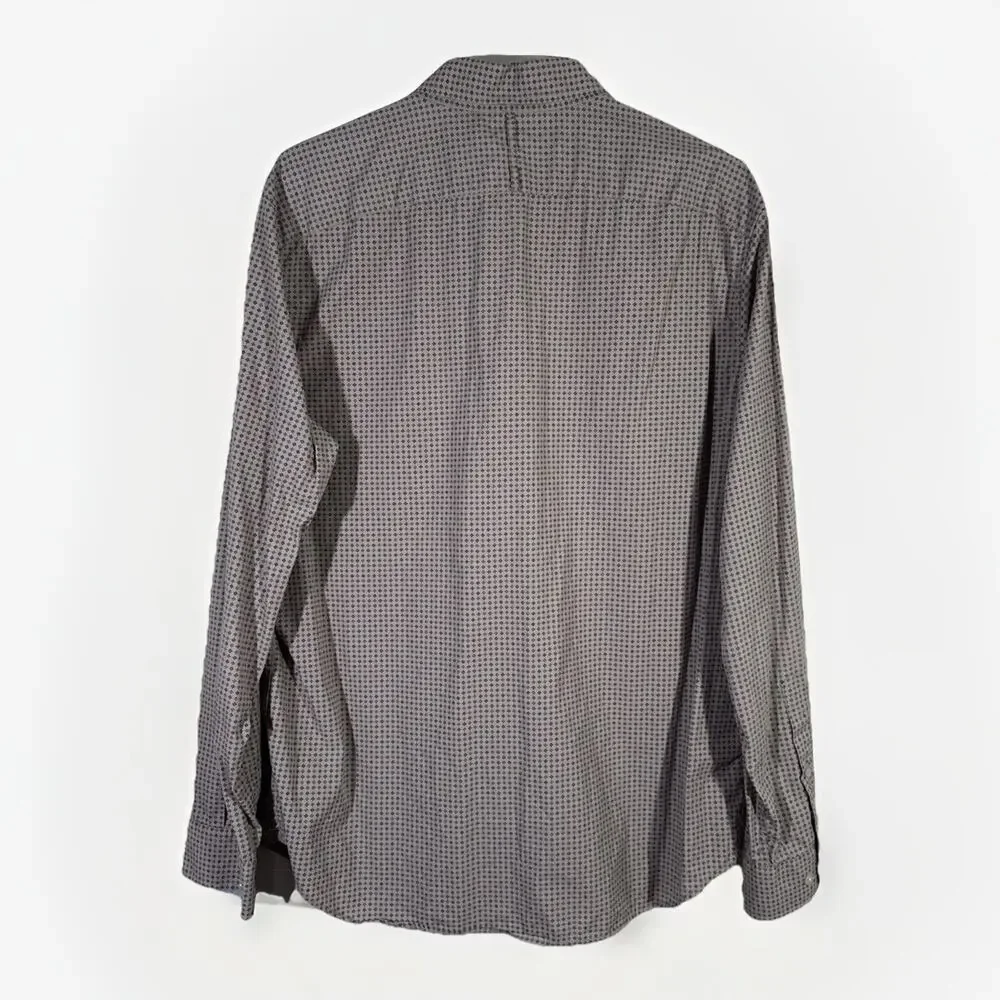 Banana Republic Luxe Poplin Shirt Mens L Gray Camden Standard Fit Button Down